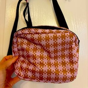 Trendy Pink and Brown Crossbody Bag